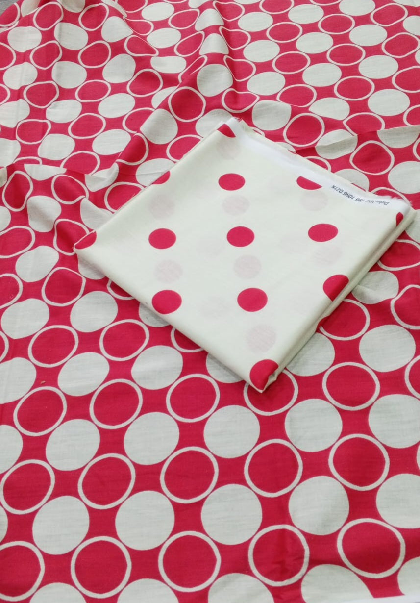 Digital printed unstitched 2-piece collection shocking pink