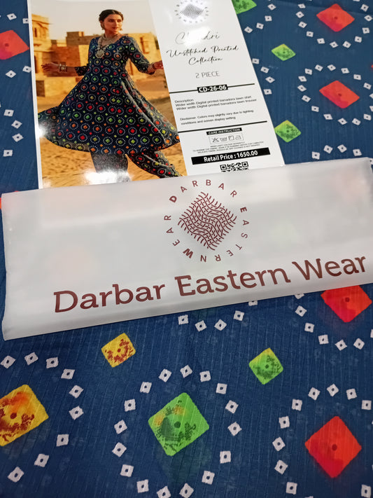 Chundri digital printed banadora lawn unstitched 2-piece zinc