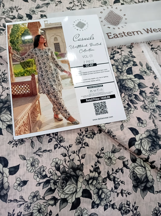 Casuals digital printed banadora lawn unstitched 2-piece skin