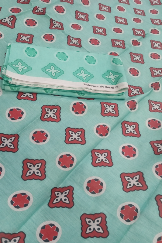 Digital printed unstitched 2-piece collection light sea green