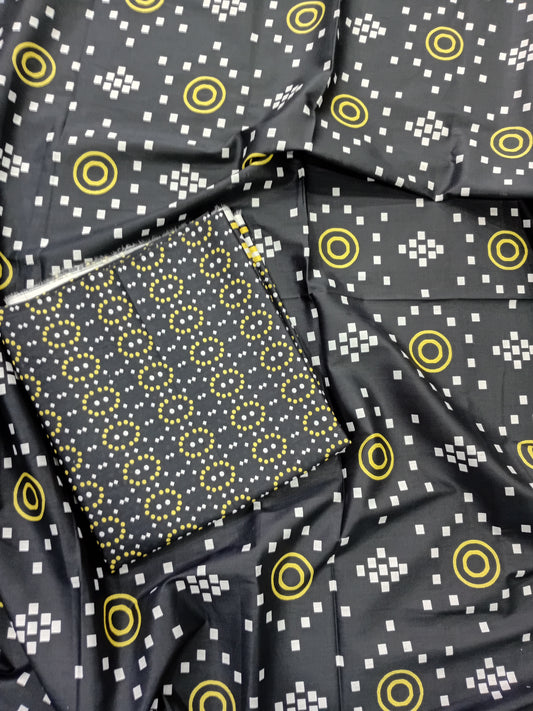 Digital printed unstitched 2-piece collection charcoal