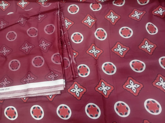 Digital printed unstitched 2-piece collection mahroon