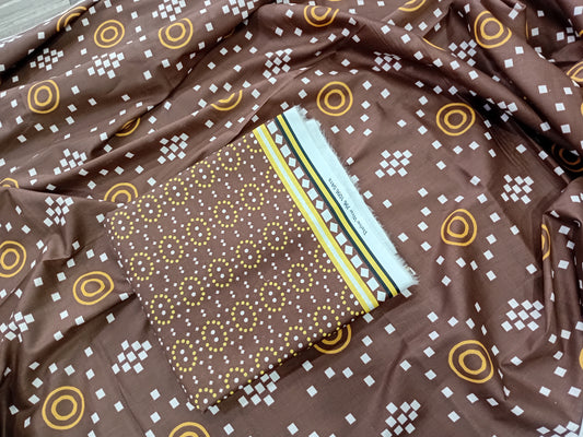 Digital printed unstitched 2-piece collection brown